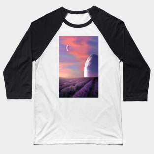 alien planets lavender fields nature surreal fantasy sunset sunrise plants Baseball T-Shirt